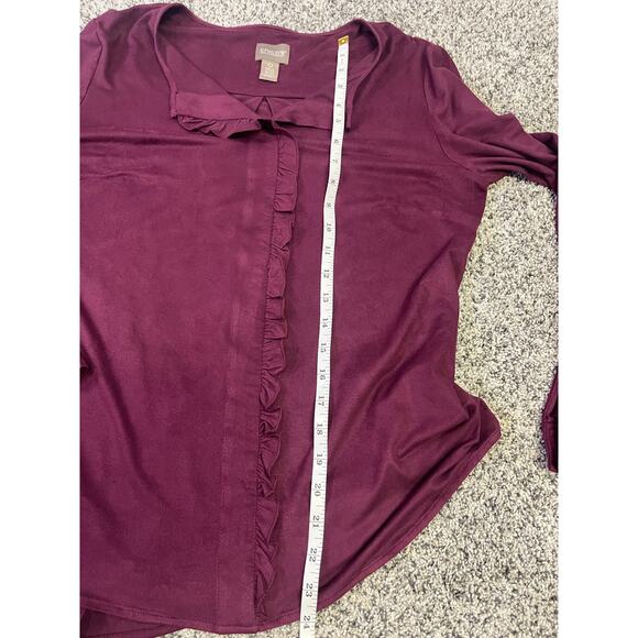 Chico’s Faux Suede Ruffle Front Button Front Blouse, Long Sleeve Women’s‎ 0 (XS) - Picture 8 of 10